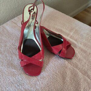Etienne Aigner Red Patent leather sling back shoes
